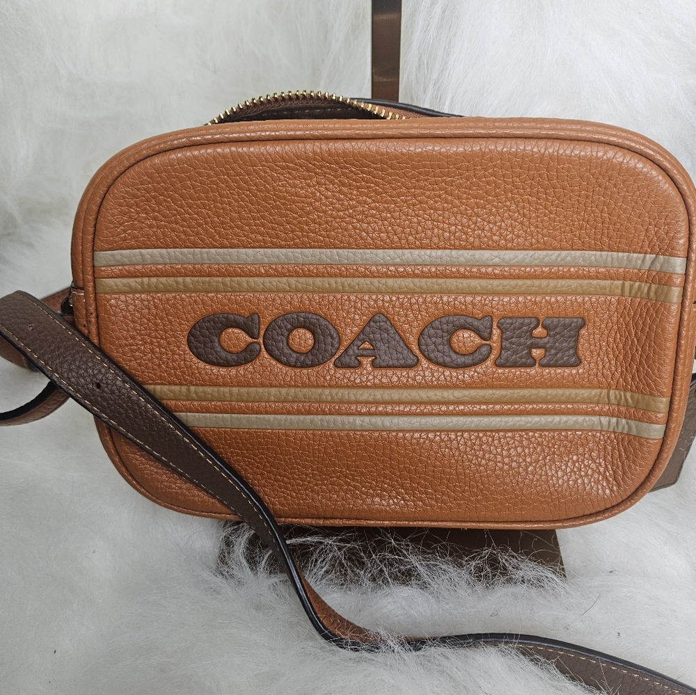 NWT Coach Jamie Camera Brown Crossbody Bag with Pebbled Leather